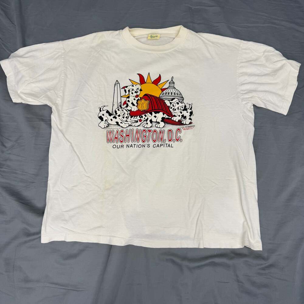 EVANZ‎ vintage T-shirt M graphic print Washington DC firemen dalmation puppy
